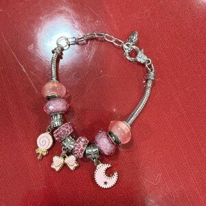 Pink and Silver Charm Bracelet